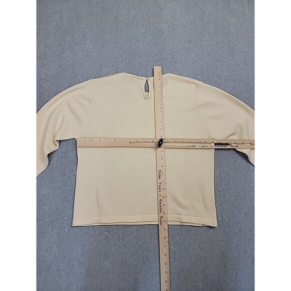 Vintage Talbots Pullover Sweater Womens Petite M Cream Beige Knit Wool Soft EUC - Picture 7 of 12